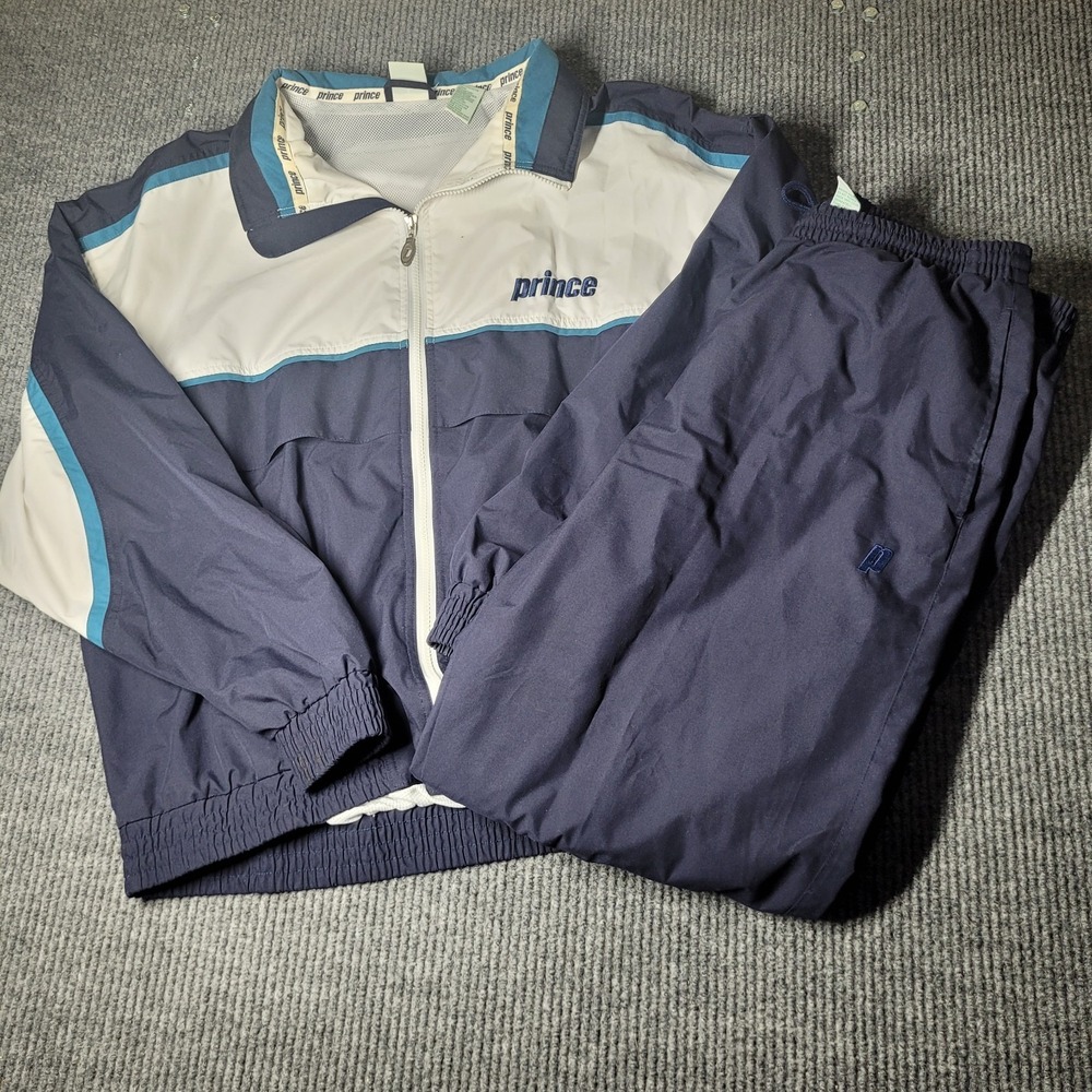 Prince Vintage‎ Track Suit Shell 1990's Sz XL BLUE White Unisex Y2k Warmup